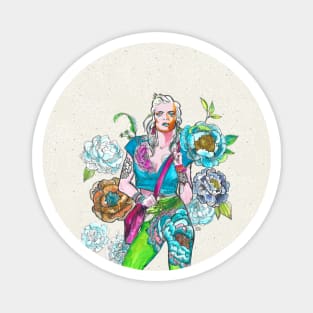 Fashion Illustration - Floral Leggings in Bright Colours. Magnet